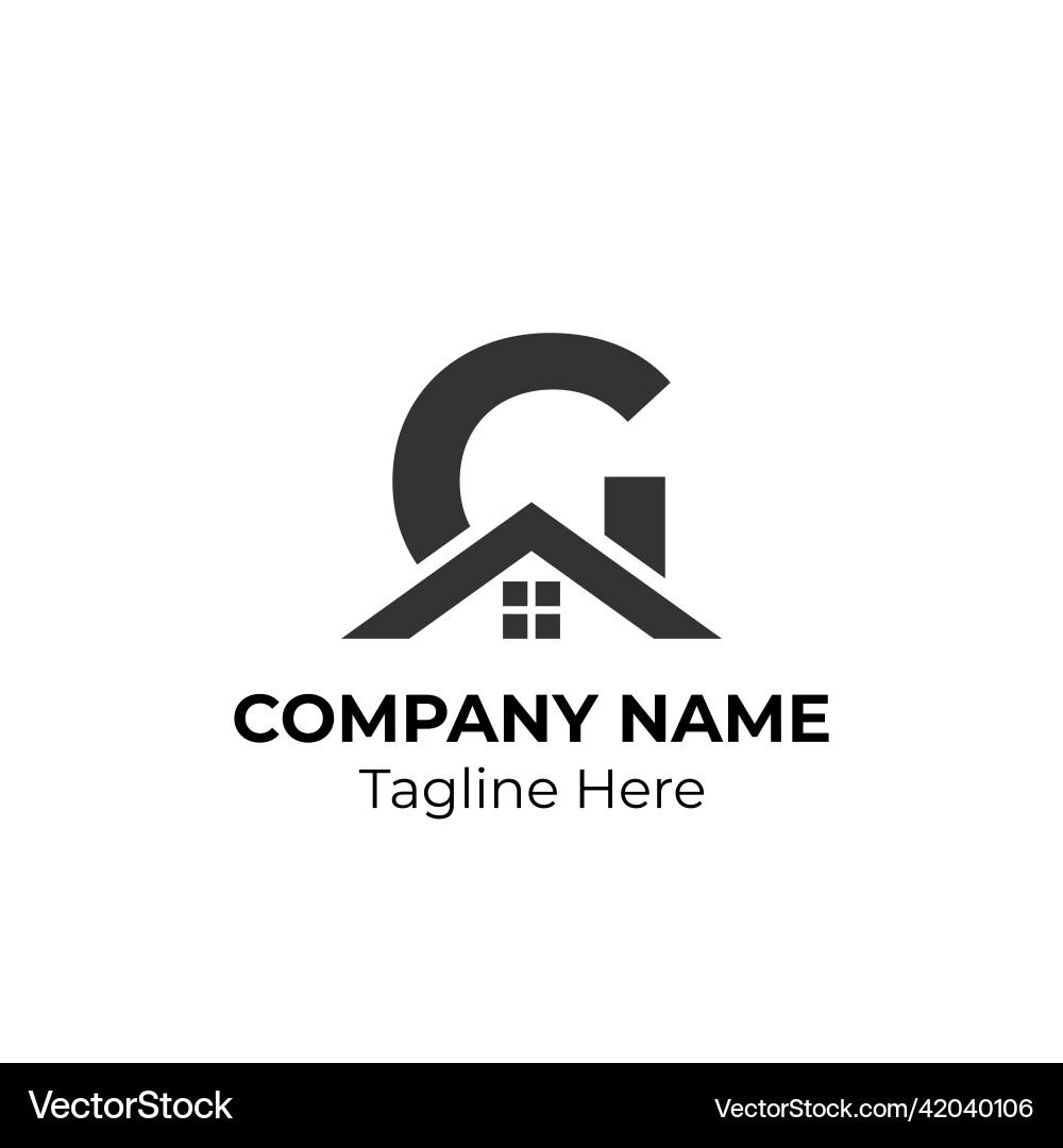 Logogram g with house element Logogram g with house element vector image