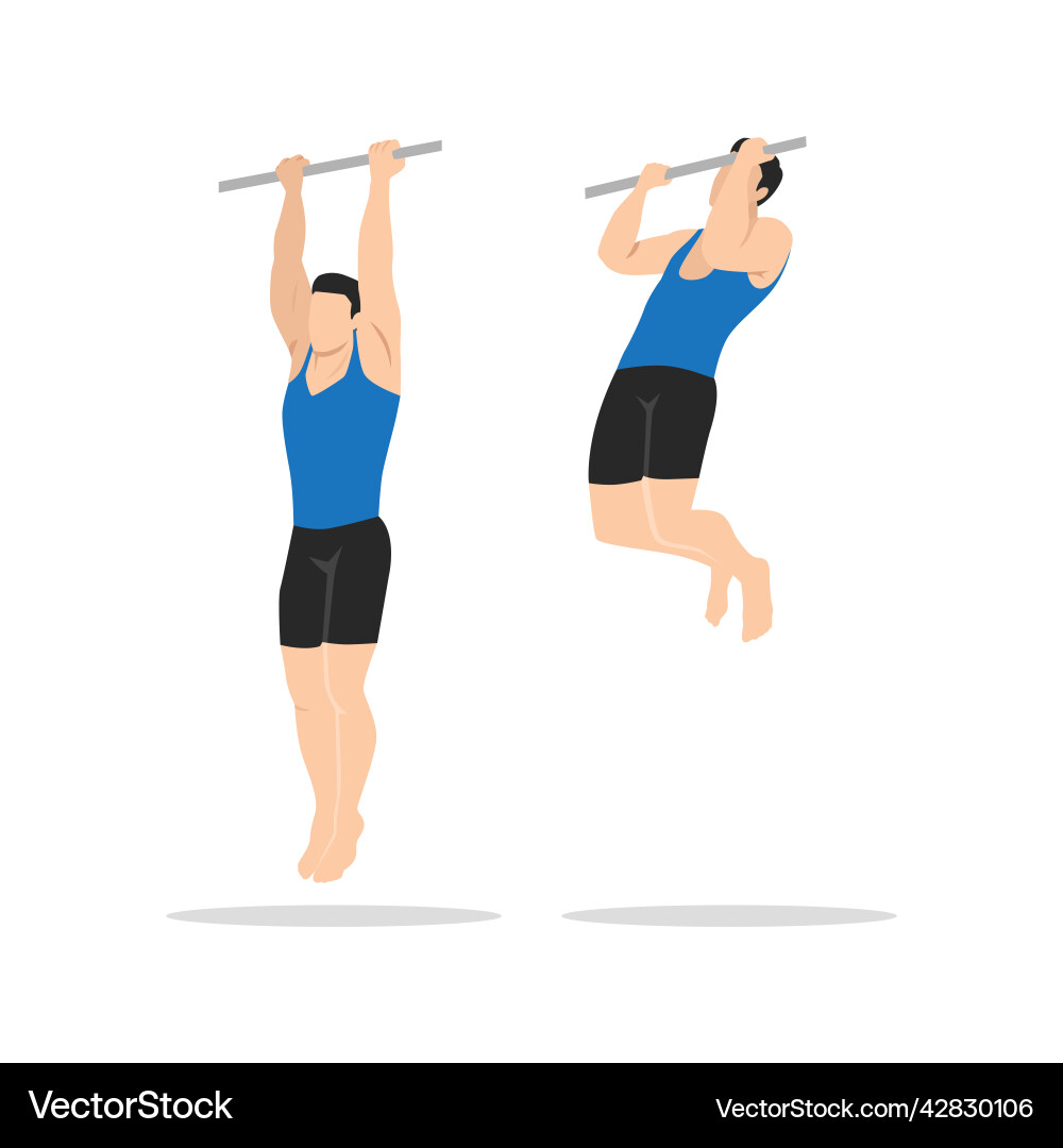 Man doing pull up with supinated grip exercise Man doing pull up with supinated grip exercise Vector Image