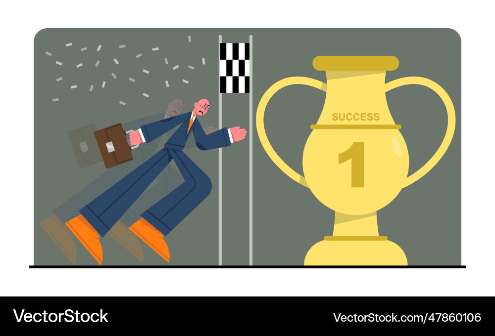 Man running towards finish line concept Vector Image
