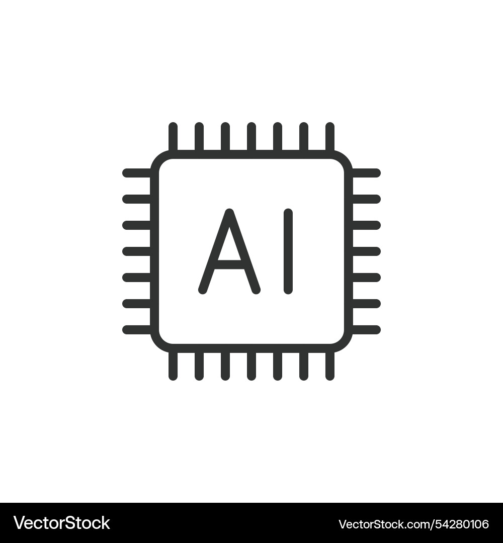 Processor ai icon in line design Vector Image