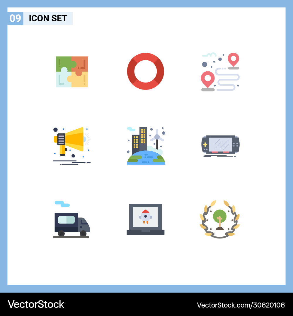 Set 9 flat colors on grid for notification Vector Image