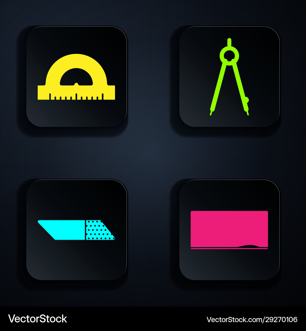 Set chalkboard protractor grid for measuring vector image