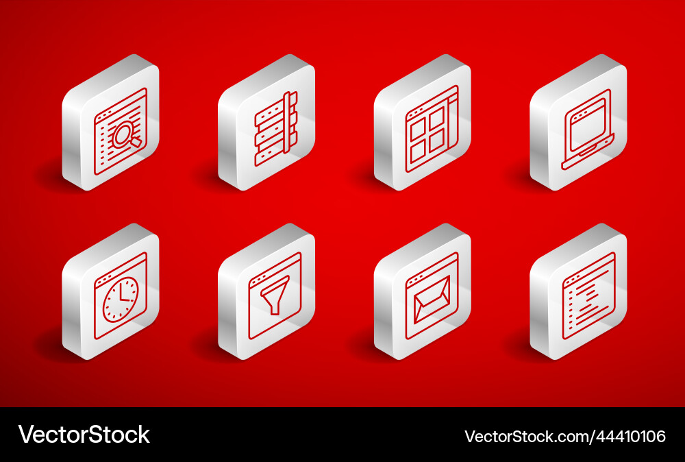 Set line browser window server files laptop Set line browser window server files laptop vector image