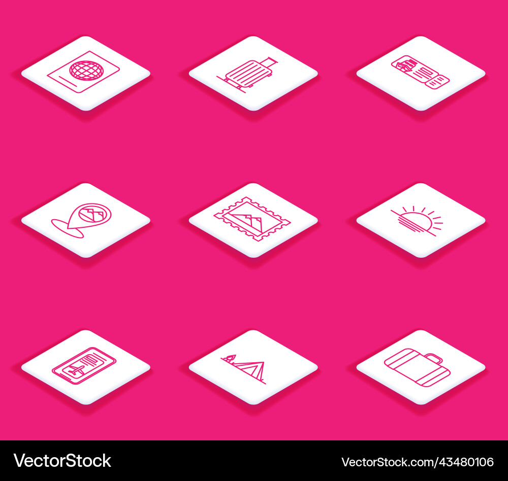 Set line passport with biometric data map pointer Set line passport with biometric data map pointer vector image