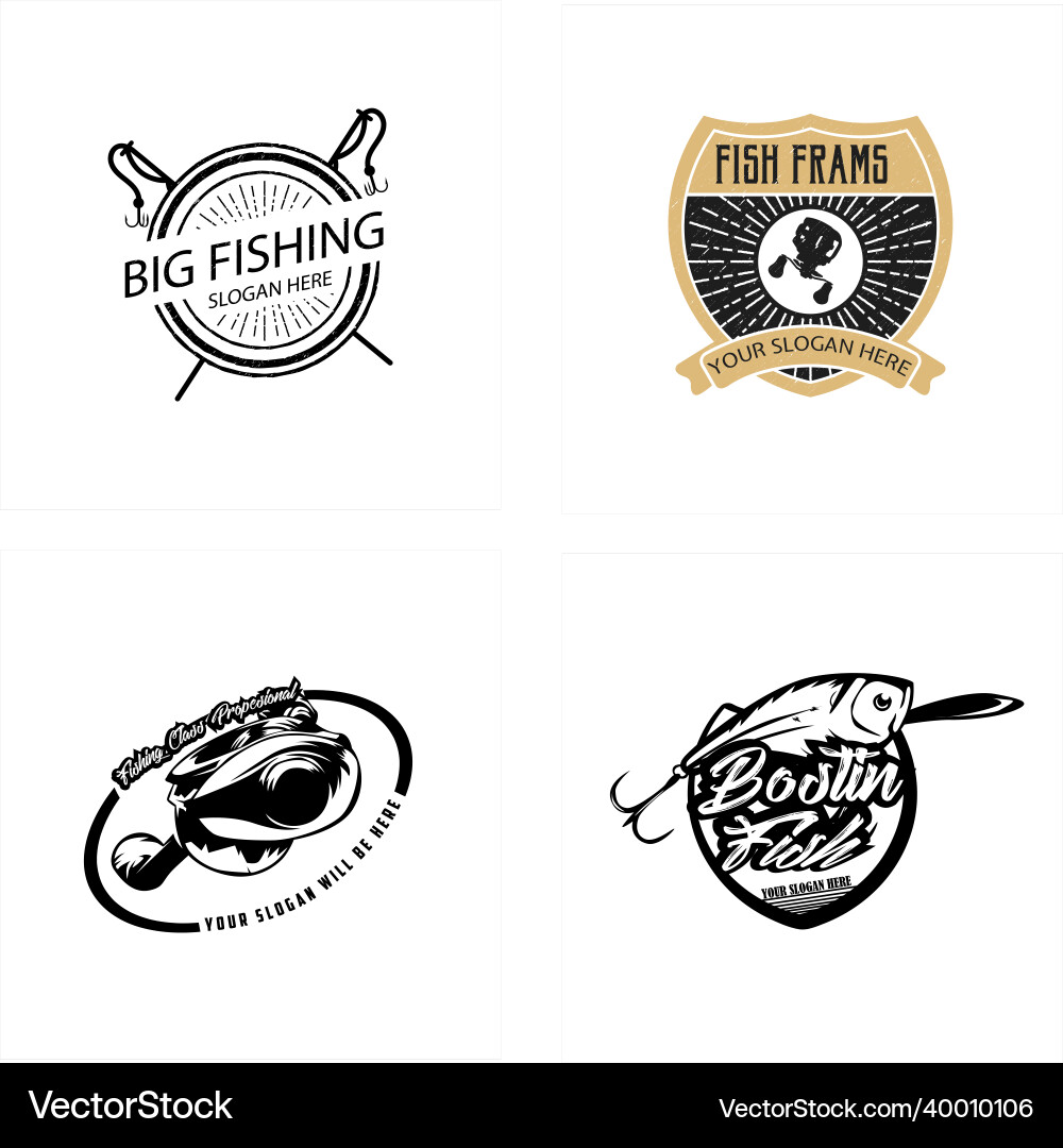 Set von Badge Bass Fishing Sport Wettbewerb Logo Set von Badge Bass Fishing Sport Wettbewerb Logo vektorbild