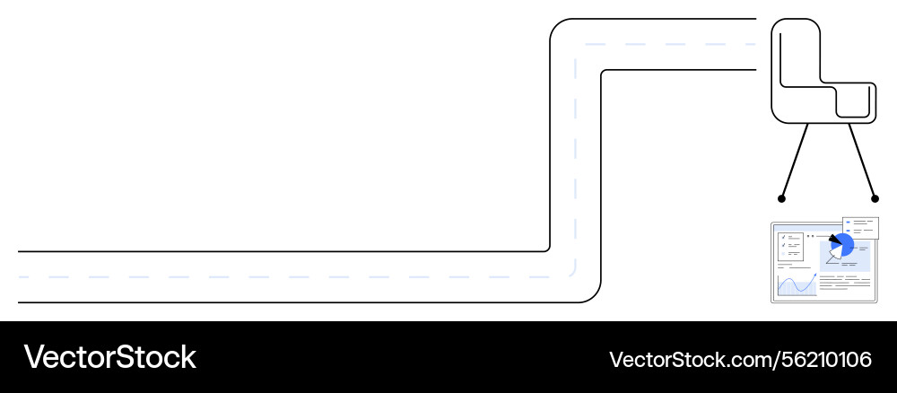 Simplistic roadmap design with chair and analytics Vector Image