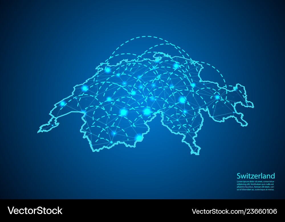 Switzerland with nodes linked by lines Switzerland with nodes linked by lines vector image