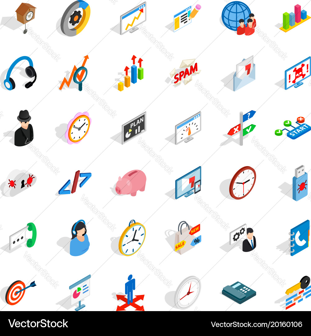 Working surface icons set isometric style vector image