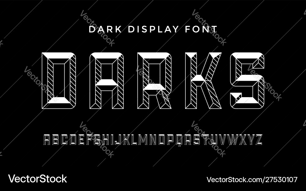 3d modern font dark line alphabet 3d modern font dark line alphabet vector image