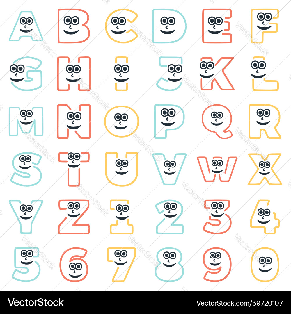 A set of characters in the form letters vector image
