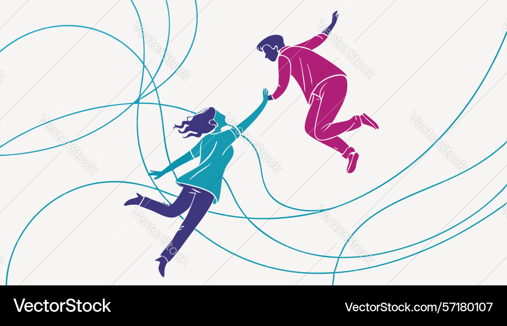Abstract figures in dynamic motion artistic vector image