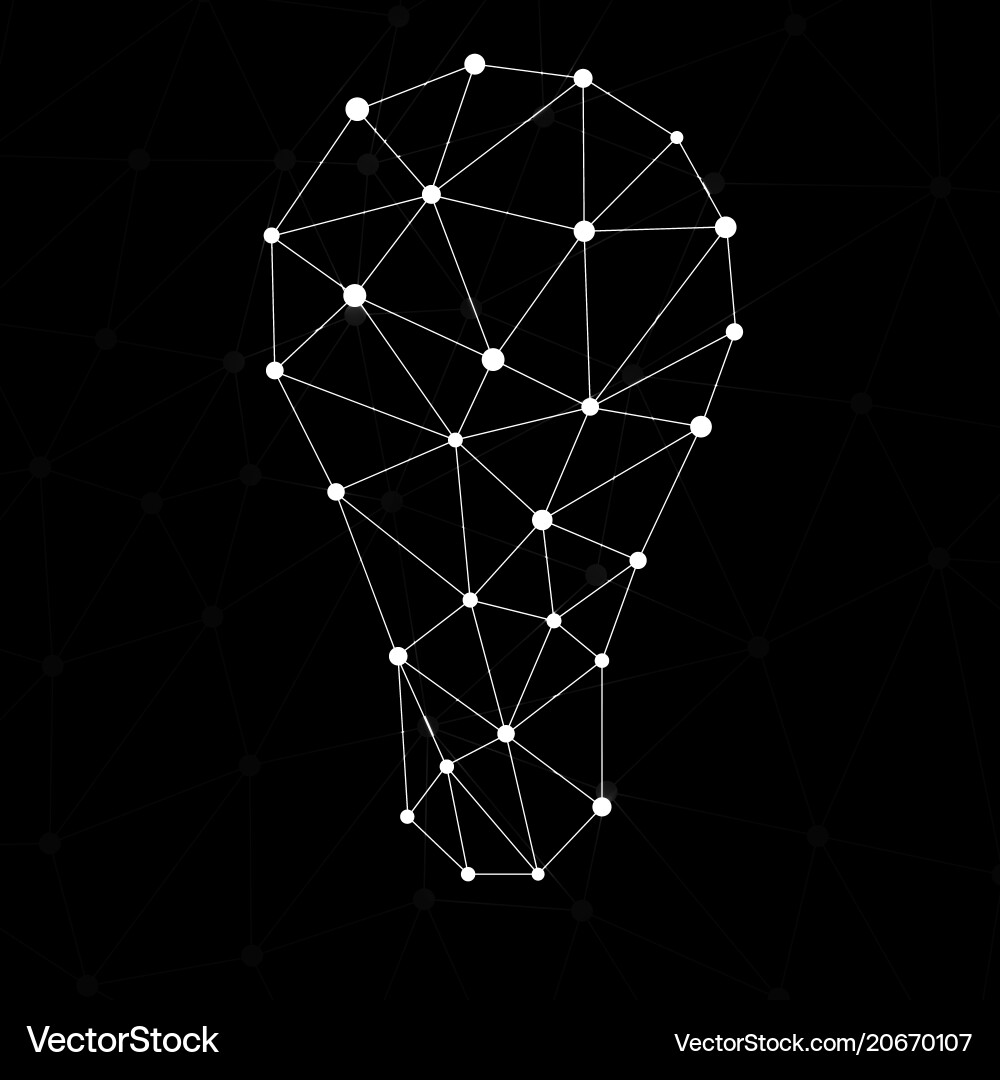 Abstract polygonal lamp with glowing dots and line vector image