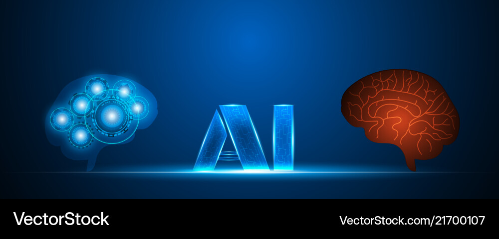 Ai human and robot brain artificial intelligence Vector Image