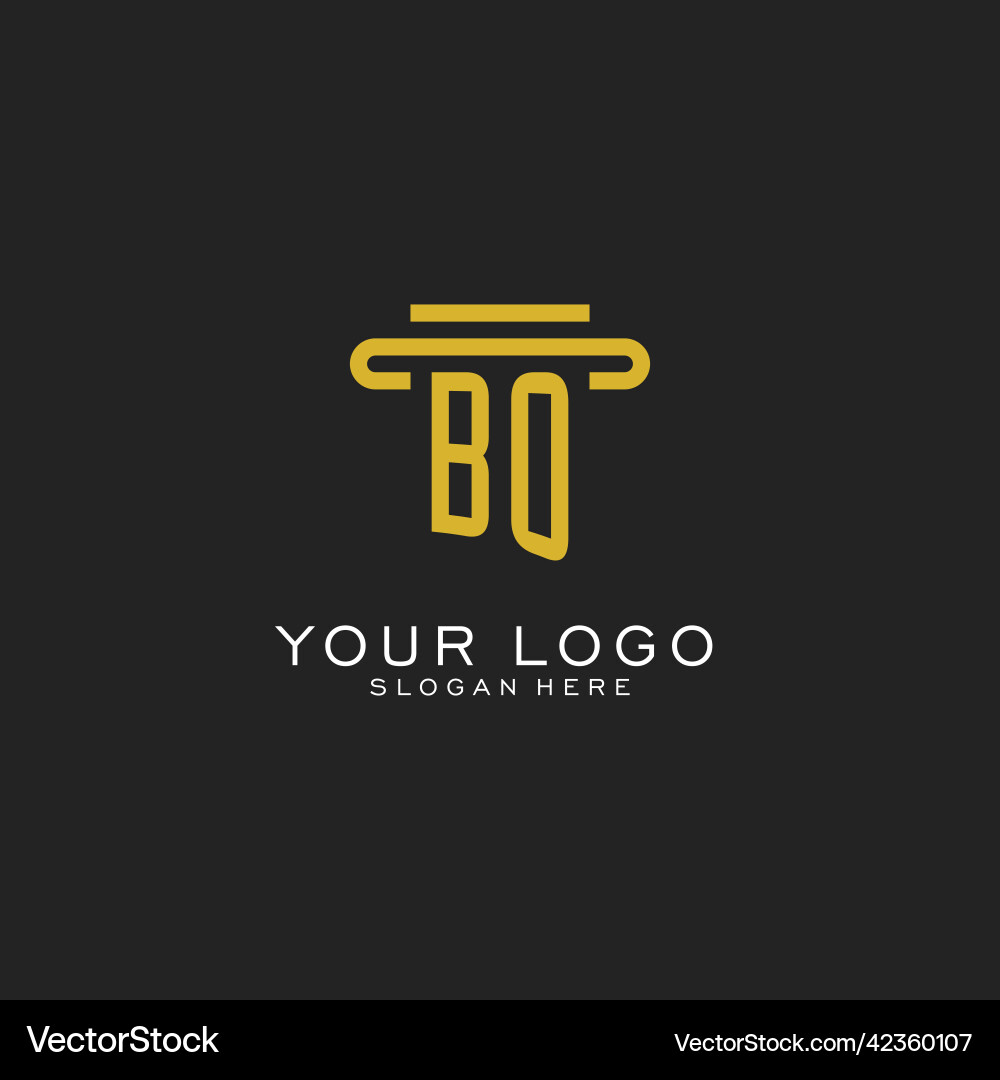 Bo initial logo with simple pillar style design Bo initial logo with simple pillar style design Vector Image