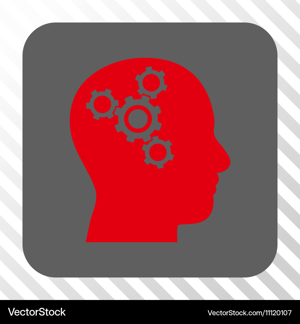Brain mechanics rounded square button vector image