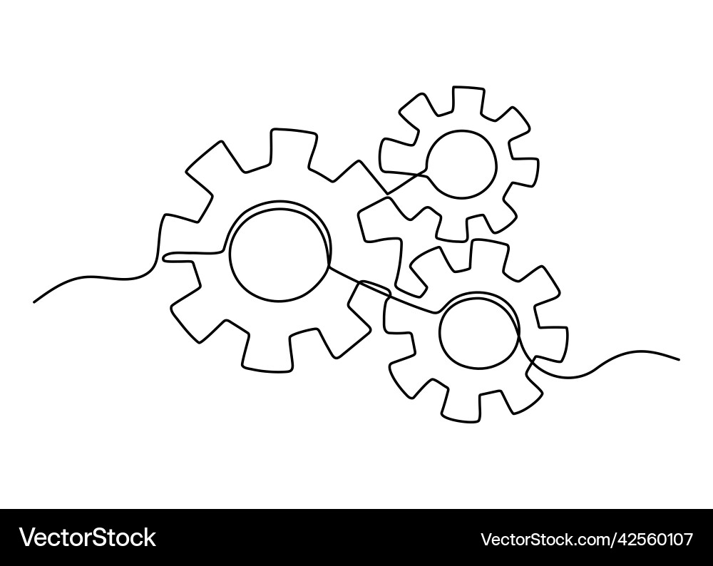 Continuous Gears Line Art Vector Image