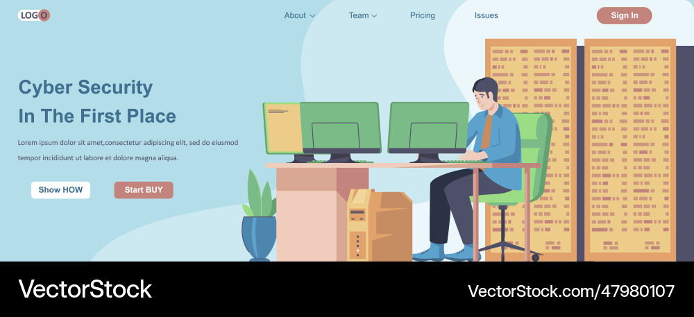 Cyber security in the first place web banner Vector Image