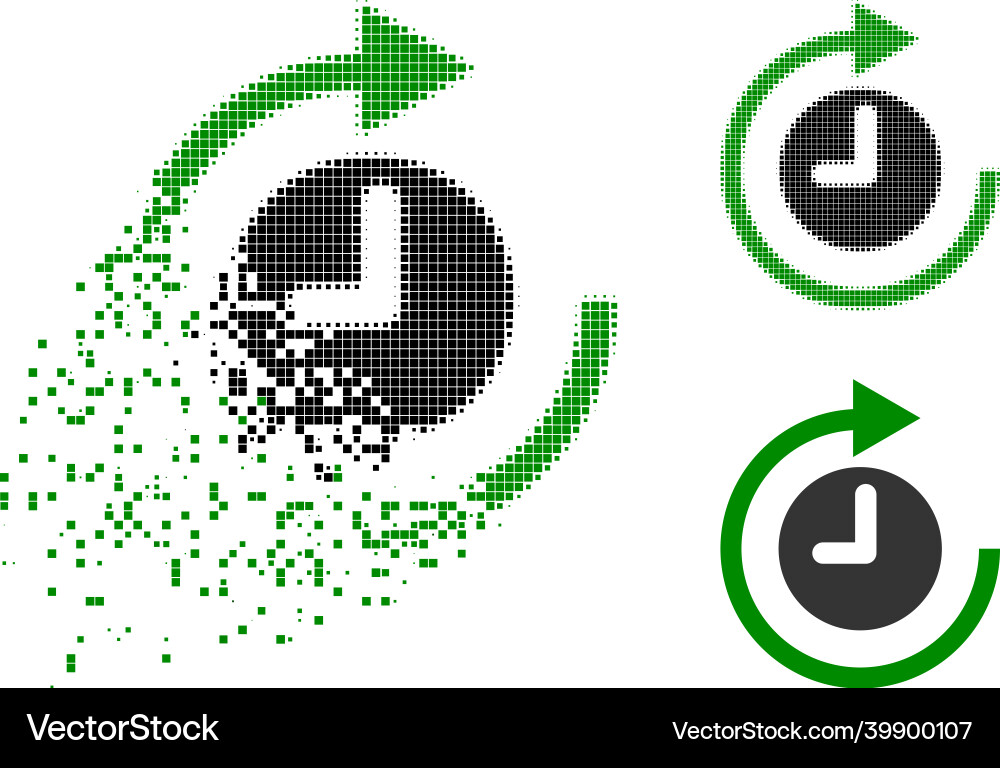 Decomposed pixel clockwise rotation glyph Decomposed pixel clockwise rotation glyph vector image