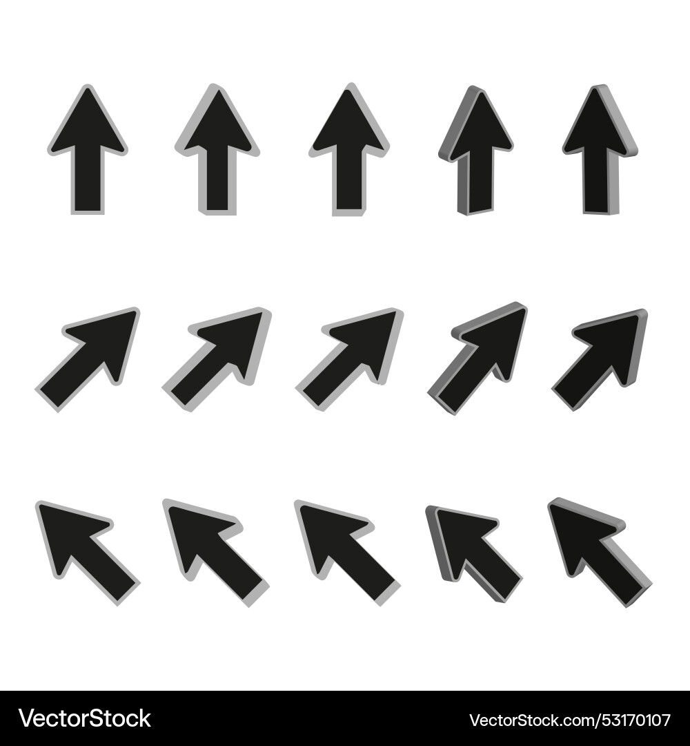 Directional arrows collection 3d pointer set vector image