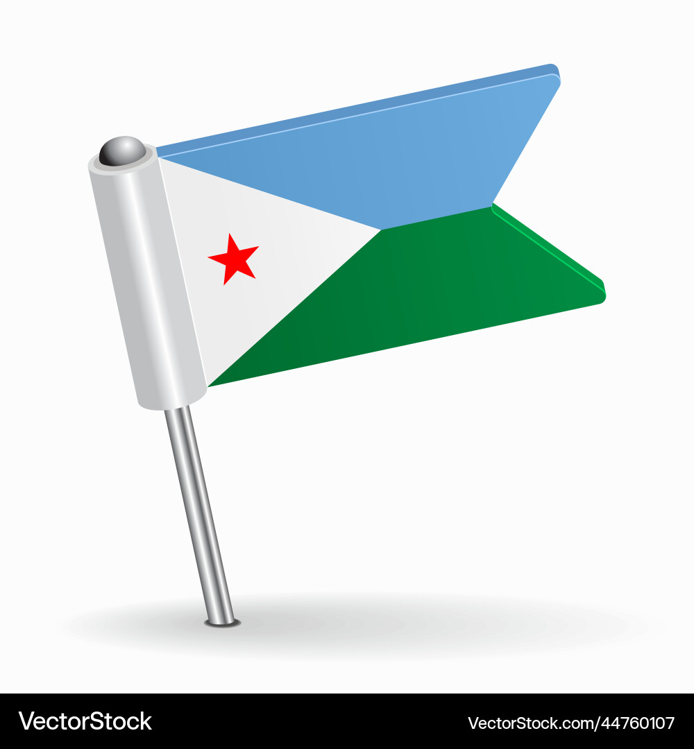 Djibouti Flag Map Pointer vector image