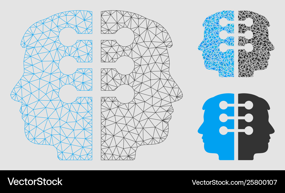 Dual head interface mesh network model vector image
