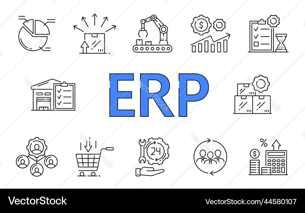 ERP System Icons - Resource Planning Vector Image