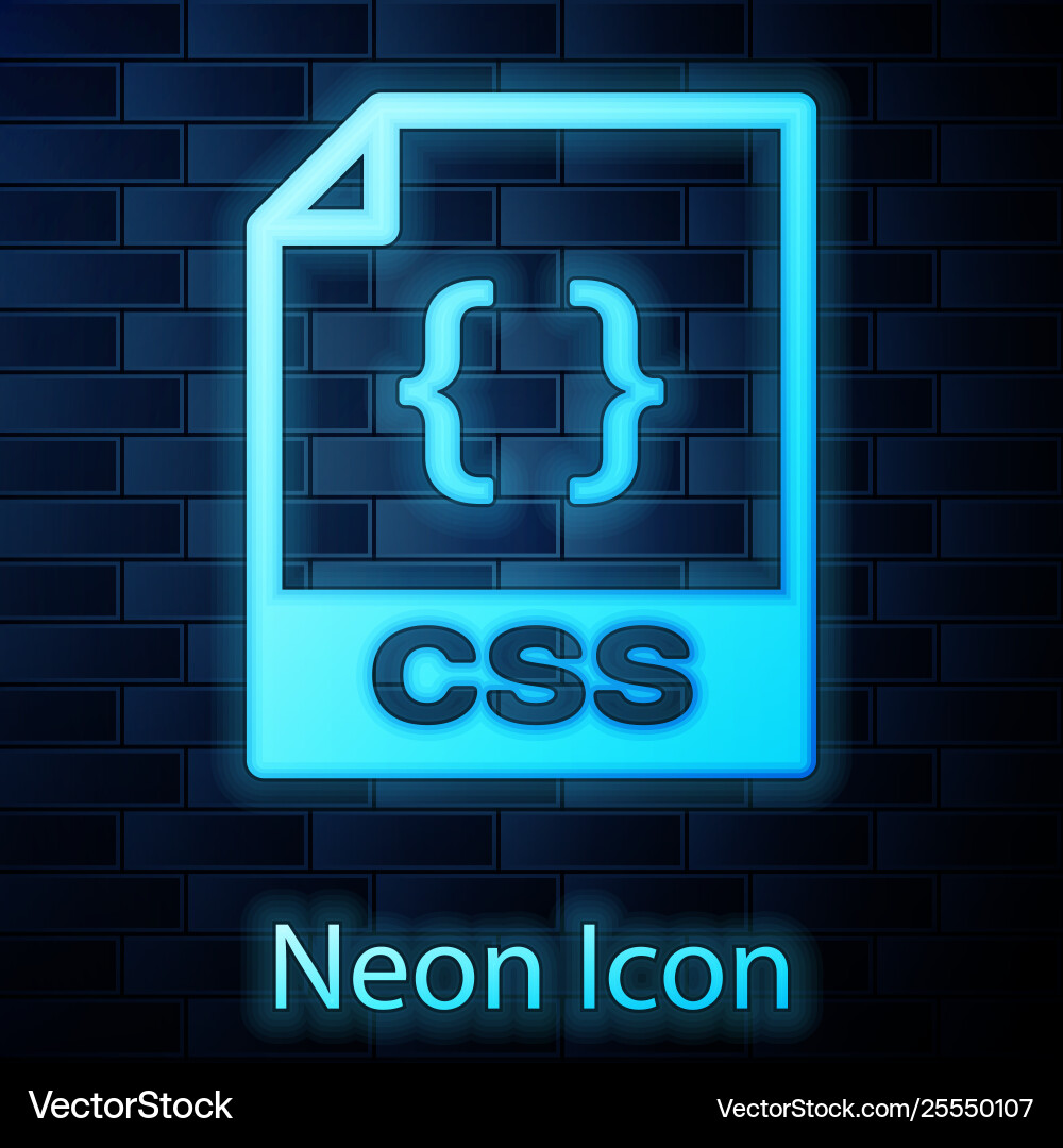 Glowing neon css file document icon download Glowing neon css file document icon download vector image