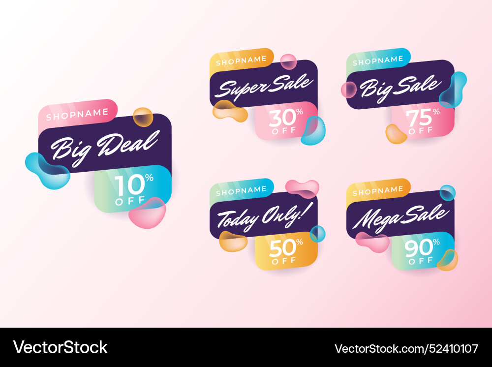 Gradient discount numbers template vector image