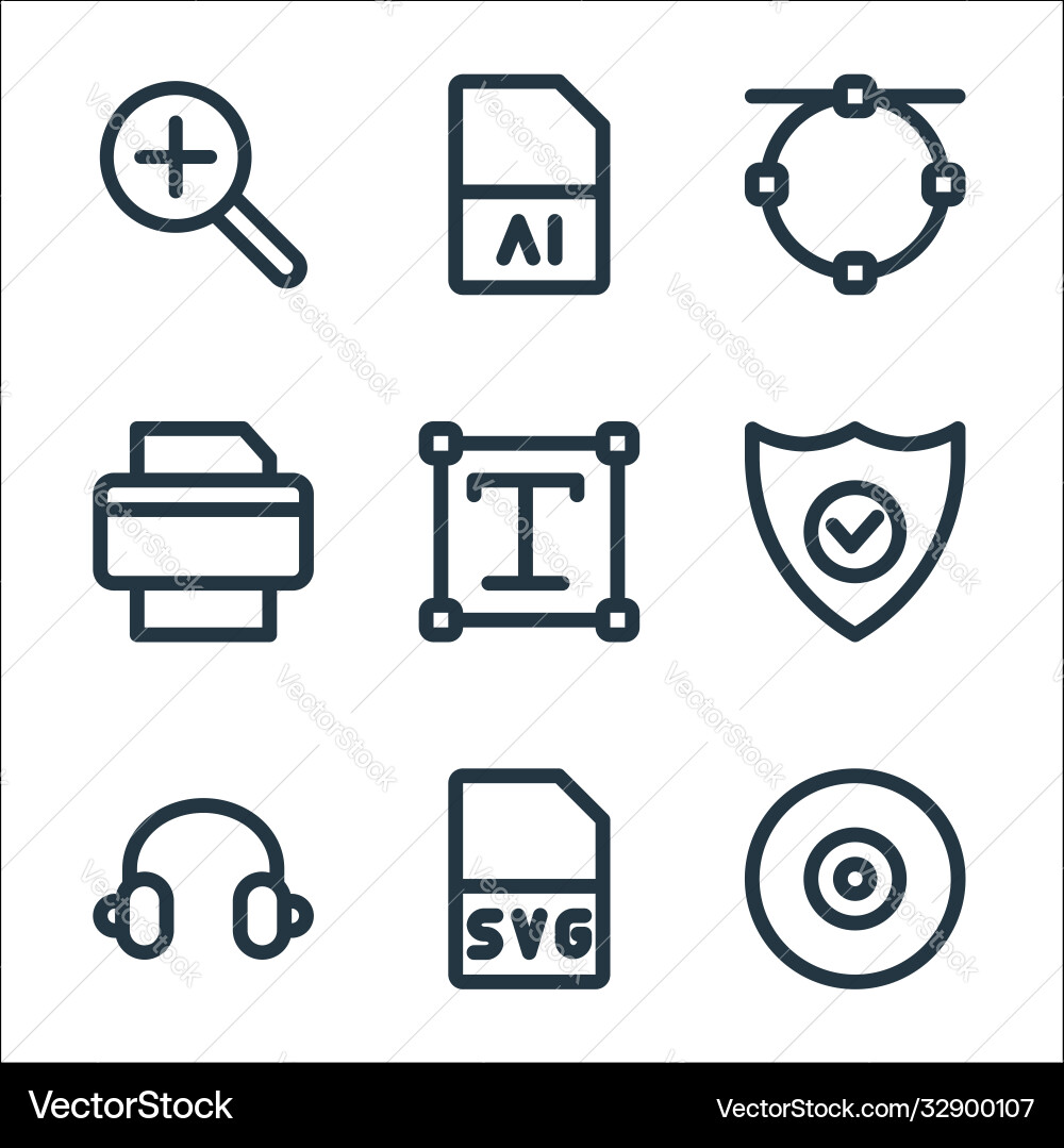 Graphic design line icons linear set quality Graphic design line icons linear set quality Vector Image