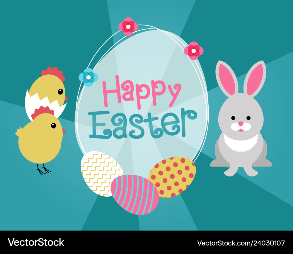 Greeting card with easter rabbit Royalty Free Vector Image