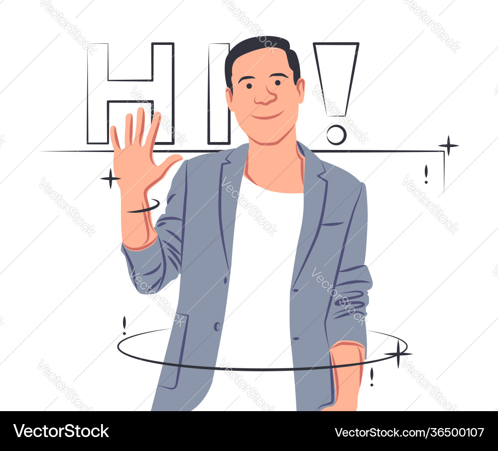 Greeting man in shadow sharp lines style vector image