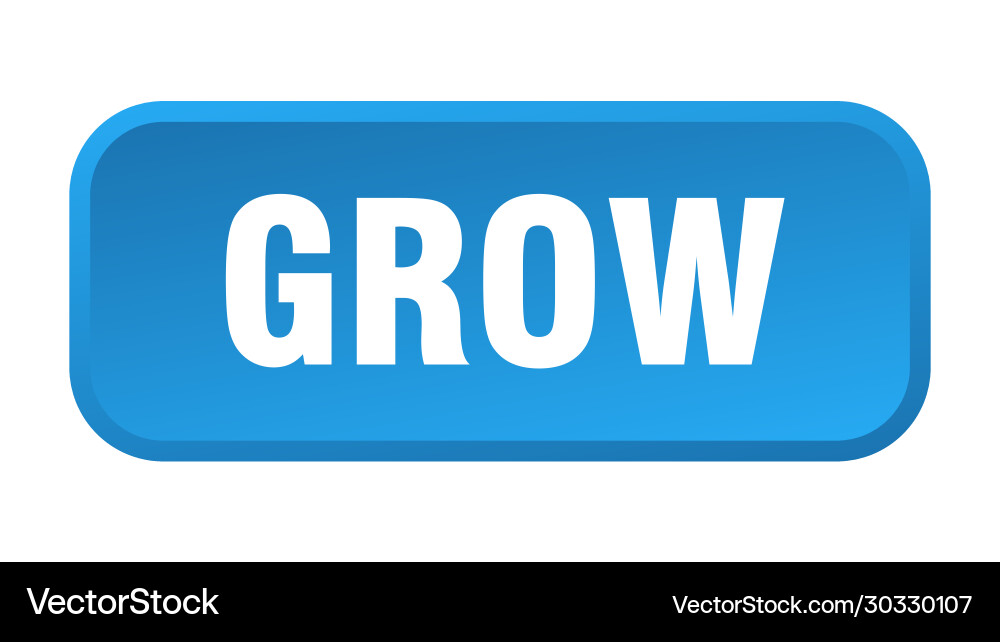 Grow button square 3d push Vector Image