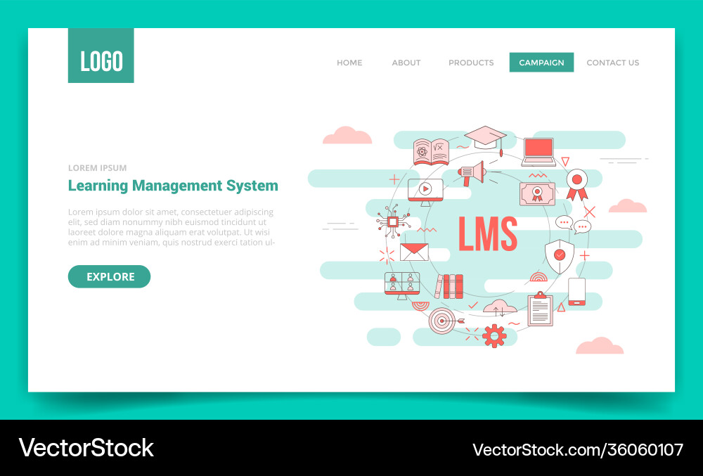 Lms learning management system concept Lms learning management system concept vector image