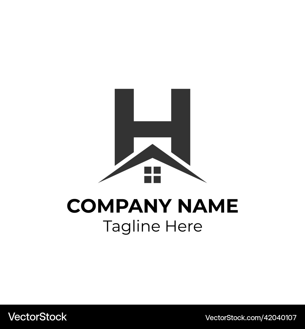 Logogram h with house element vector image