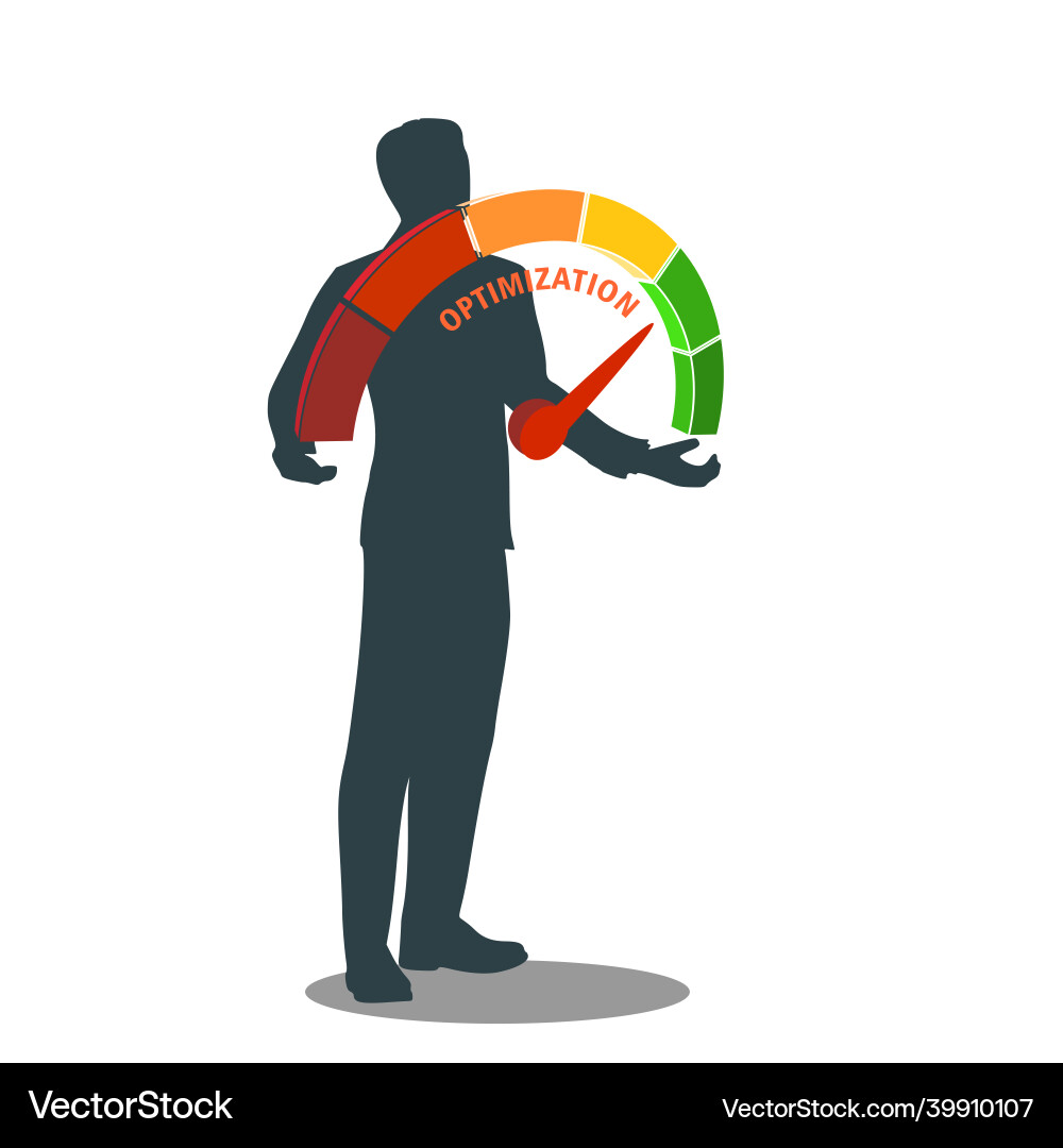 Man holding optimization level scale in his hands Vector Image