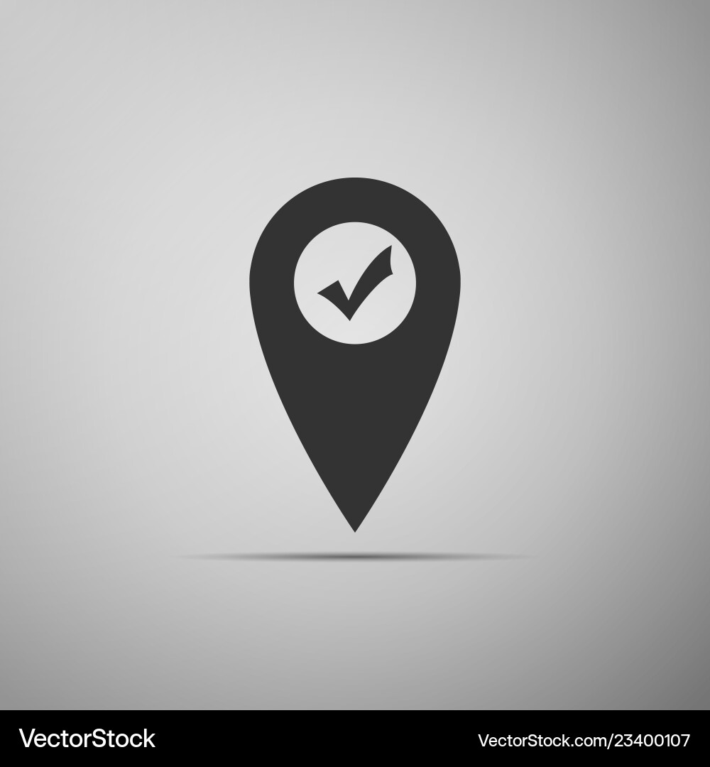 Map pointer with check mark icon isolated Map pointer with check mark icon isolated vector image