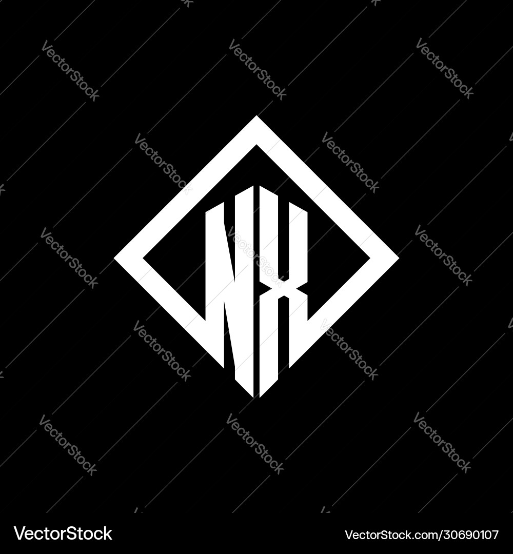 Nx logo monogram with square rotate style design Nx logo monogram with square rotate style design Vector Image