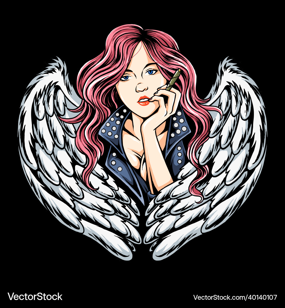 Rocker girl with colorful hair like a unicorn Rocker girl with colorful hair like a unicorn vector image