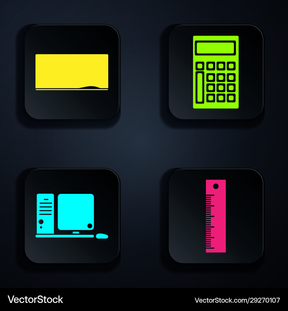 Set ruler chalkboard computer monitor Set ruler chalkboard computer monitor vector image