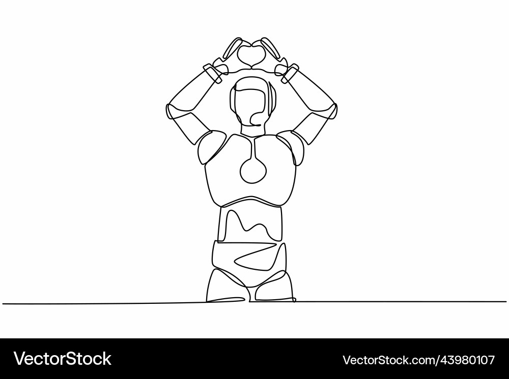 Single one line drawing robot standing Single one line drawing robot standing vector image