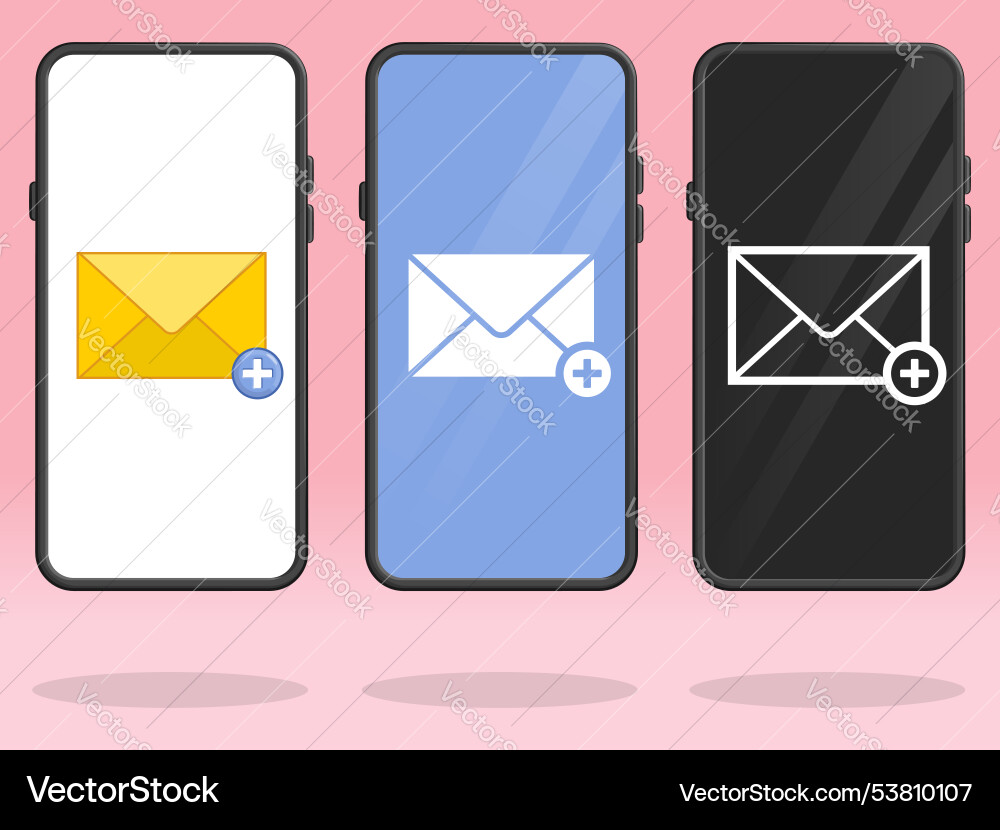 Smartphone email plus add write mail vector image