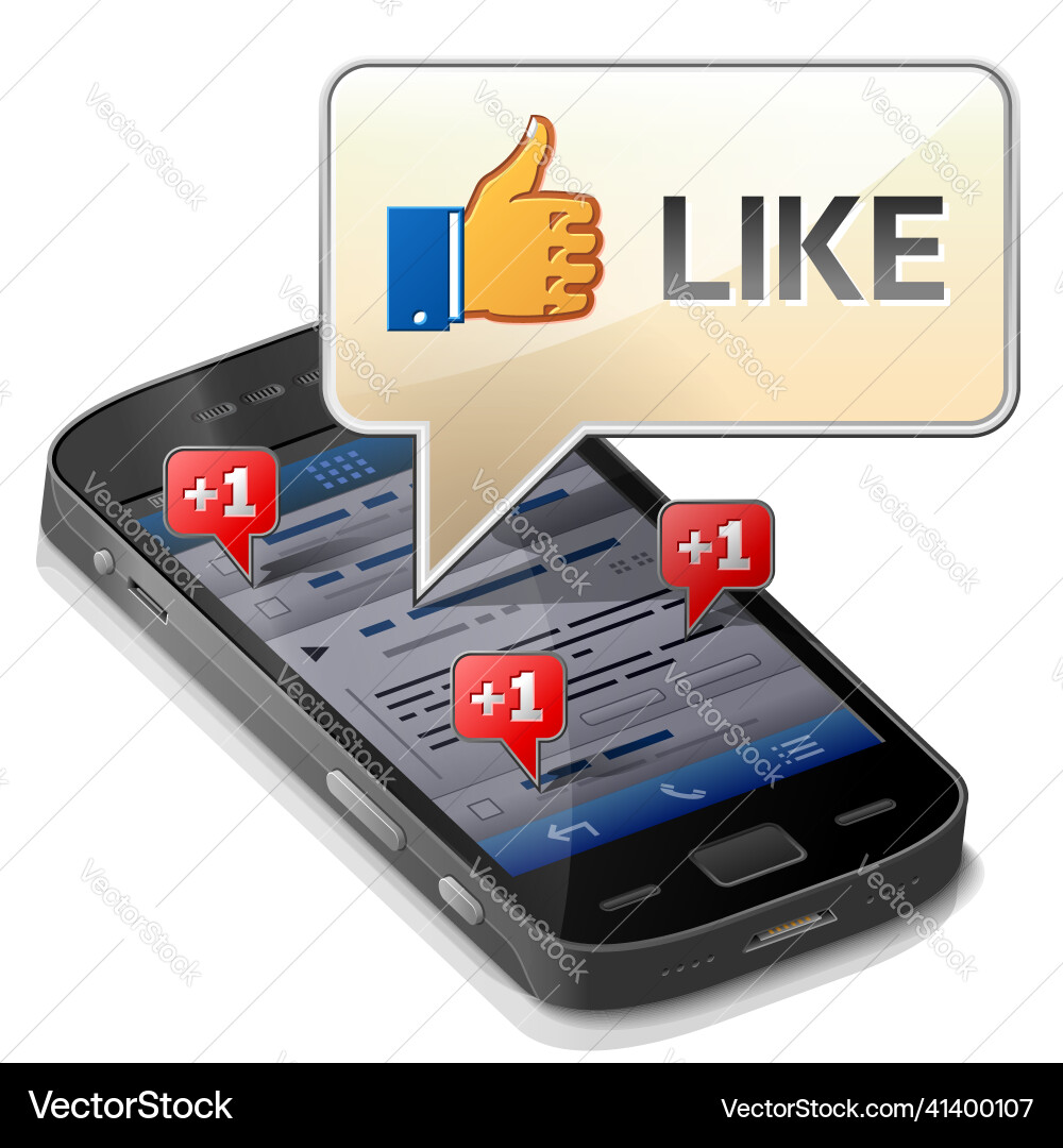 Smartphone with message bubble about thumb up Smartphone with message bubble about thumb up vector image