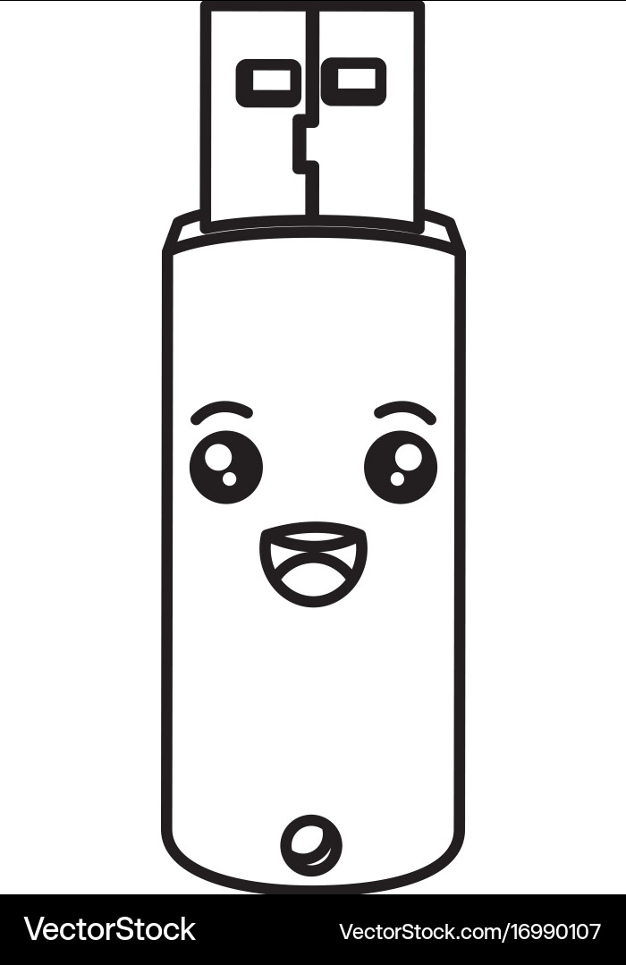 Usb memory kawaii character vector image