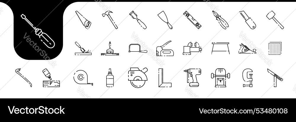 Carpenter line icon set collection design Vector Image