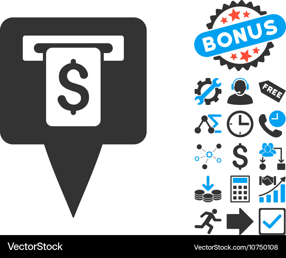 Cash machine map pointer flat icon vector image