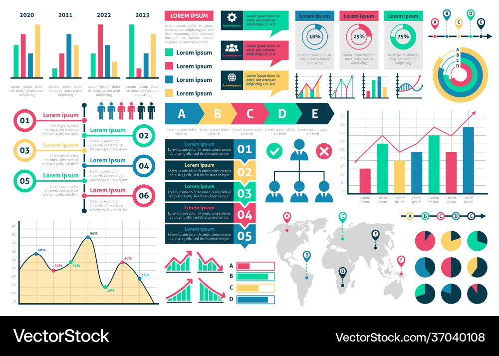Charts and diagrams graphical colorful schemes Charts and diagrams graphical colorful schemes vector image