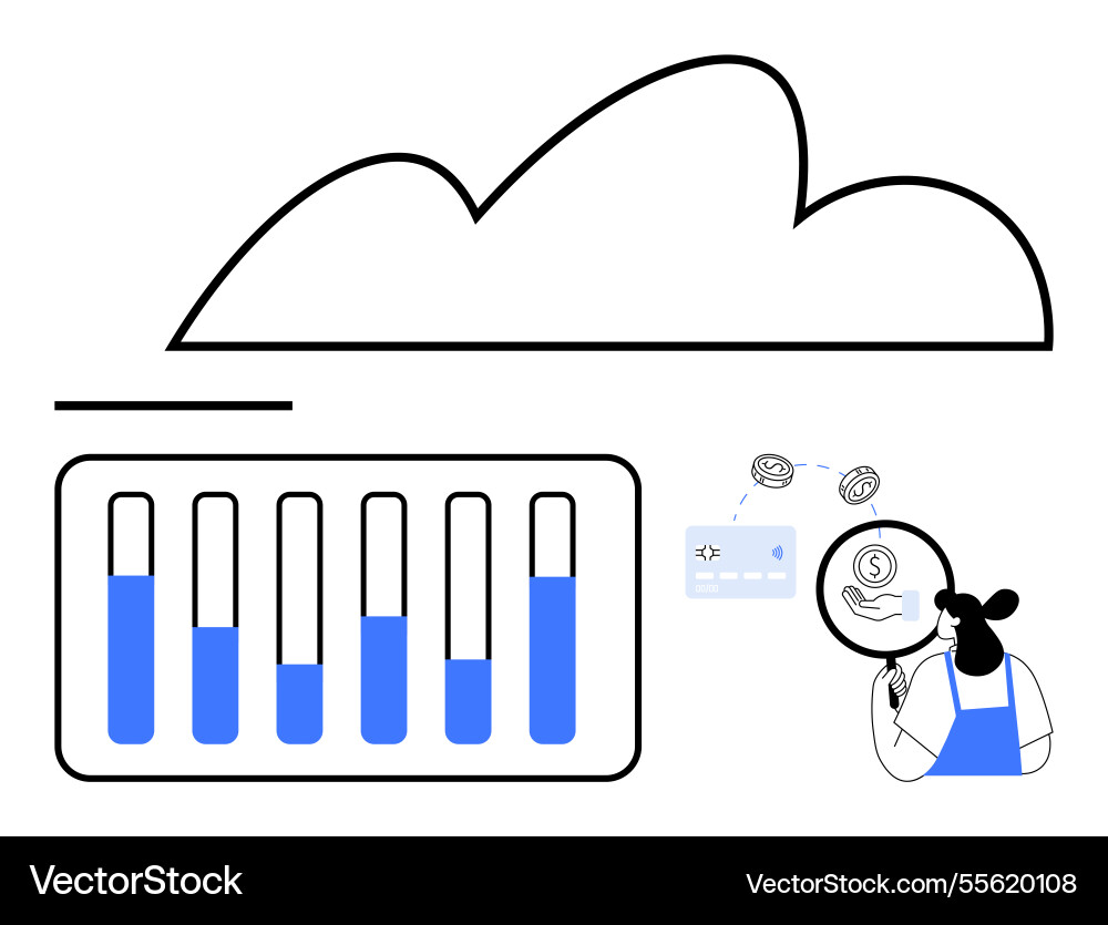Cloud computing management with data analysis Vector Image
