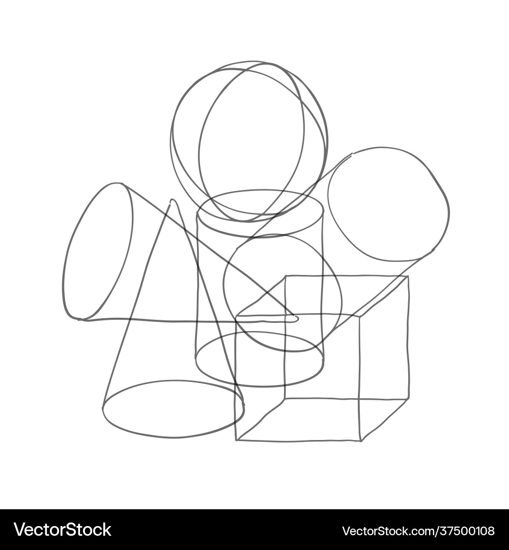 Composition solid wireframe geometric shapes Vector Image