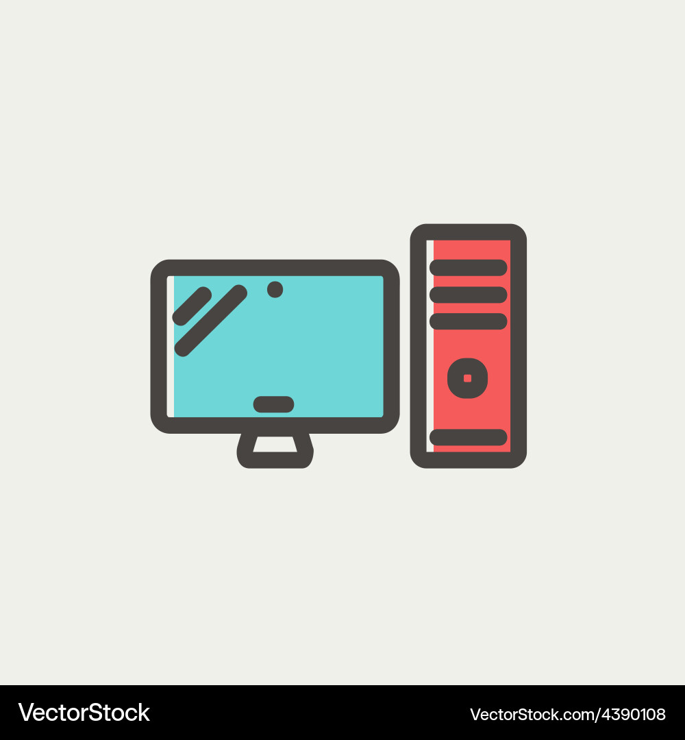 Cpu and monitor thin line icon Vector Image