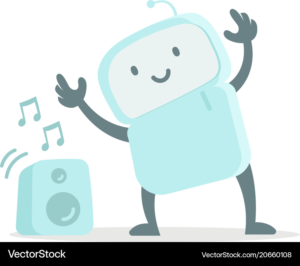 Cute Robot Dancing to Music Vector Image